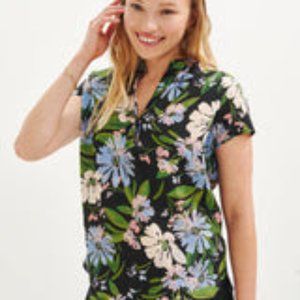 Amour Vert Renata Washable Silk Blouse - Printemps Floral XS